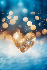 Fototapeta premium Bokeh heart in the snow. Generative AI,