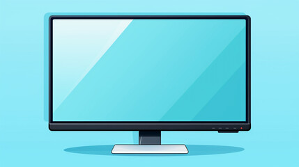 Flat computer monitor blue screen isolated vector icon illustration