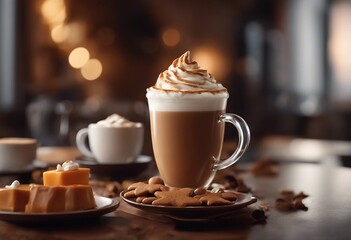 Festive Flavor Delights - Gingerbread Latte, Pumpkin Spice Latte, Caramel Latte with Cream or Hot Chocolate for a Cozy Mood