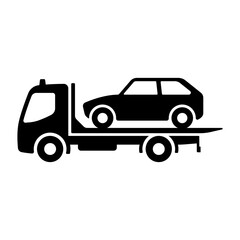 Tow truck icon. Black silhouette. Side view. Vector simple flat graphic illustration. Isolated object on a white background. Isolate.