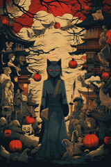 Eternal Harmony: A Retro Asian Style Art Poster Melding Vintage Eastern Aesthetics with Modern Generative Creativity, Crafted by Generative AI