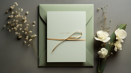 Minimalistic Wedding: Tranquil Atmosphere with Sophisticated Sage Green Invitation