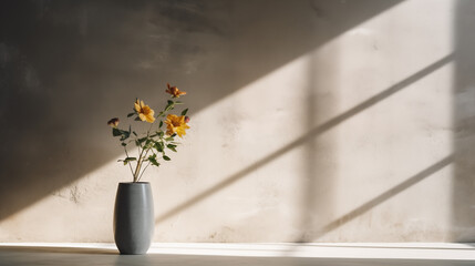 A vase filled with yellow flowers on top of a table