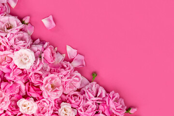 Pink roses pattern background for invitation, greeting card, valentine, design wallpaper