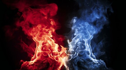 Fiery Passion and Chilly Calm Clash in Abstract Smoke Art Display
