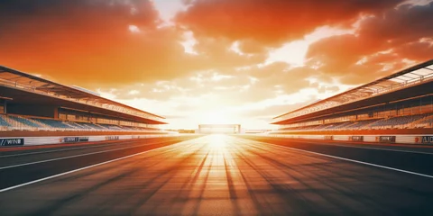 Crédence de cuisine en verre imprimé F1 F1 race track circuit road with motion blur and grandstand stadium for Formula One racing