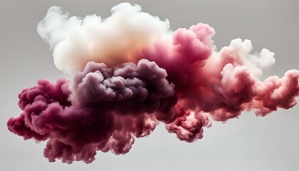 Fototapeta premium white and dark red smoke cloud isolated, white background.