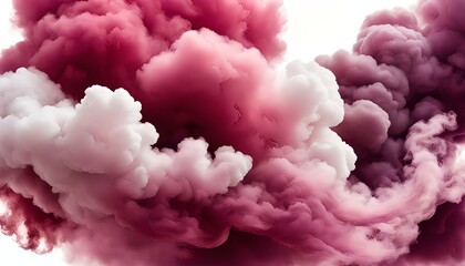 Fototapeta premium white and dark red smoke cloud isolated, white background.