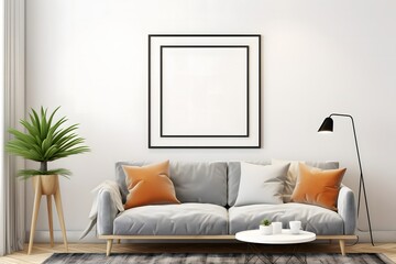 Frame & Poster mock up in livFrame & Poster mock up in living room. Scandinavian interioring room.