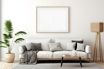 Frame & Poster mock up in livFrame & Poster mock up in living room. Scandinavian interioring room.