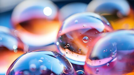 A Kaleidoscope of Reflections: Macro Photography of Soap Bubbles with Vibrant Color Spectrum