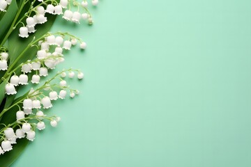  Romantic gentle flower background, lily of the valley on a blue background
