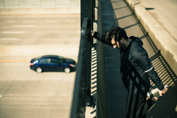 Man Stretching During an Urban Outdoor Workout