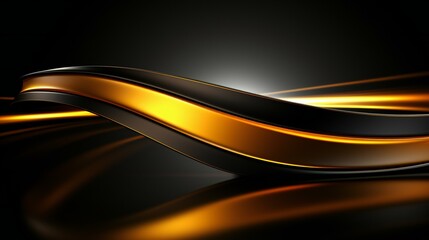 Luxurious Golden Curves Gliding on a Sleek Black Background with Lustrous Highlights