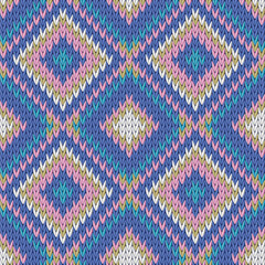 Knitted Seamless Pattern. Vector Template for Wallpaper, Textile, Packaging.	 - 679337007