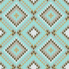 Knitted Seamless Pattern. Vector Template for Wallpaper, Textile, Packaging.	 - 679337051