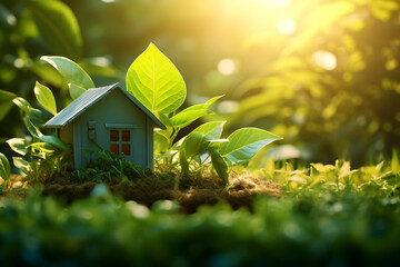 eco house, green home, eco village, Green Energy, Renewable Power Concept, house icon concept, renewable energy background