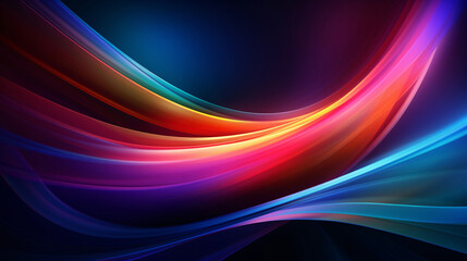 Dynamic lines on an abstract neon wallpaper set against a pitch-black background