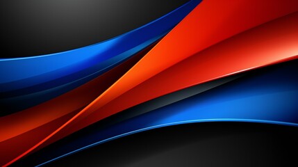 Sleek Dynamic Curves in Red and Blue Glide Over a Dark Reflective Surface with Elegance