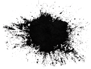 Black toner for a laser printer on a white background. Isolate powder toner. Big black grunge splash. coal