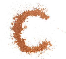 Cocoa powder alphabet letter C, symbol isolated on white, clipping path