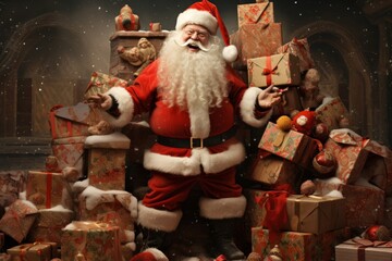 portrait of a happy santa claus sitting