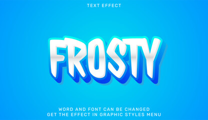 Frosty text effect template in 3d style