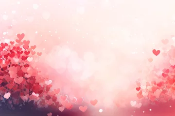 Fotobehang Valentine's day background with colored hearts. Copy space. © Anastasiya