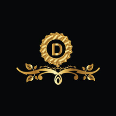 monogram latter logo design with golden color