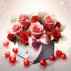 roses and heart generating by AI technology