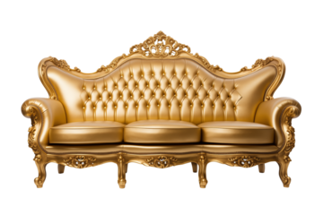 luxury golden sofa couch on white