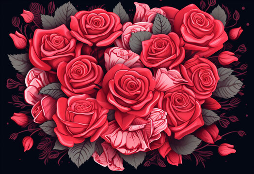 bouquet of red roses generating by AI technology © Muhammad