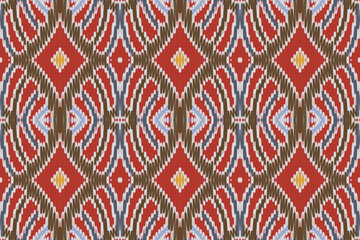 Ikat Paisley Embroidery on the Fabric in Indonesia,india and Asian countries.geometric Ethnic Oriental Seamless pattern.aztec Style. illustration.design for Texture,fabric,clothing,wrapping,carpet.