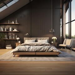new modern bedroom in a apartment.