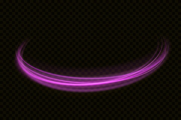 Luminous pink lines png of speed. Light glowing effect png. Abstract motion lines. Light trail wave, fire path trace line, car lights, optic fiber and incandescence curve twirl