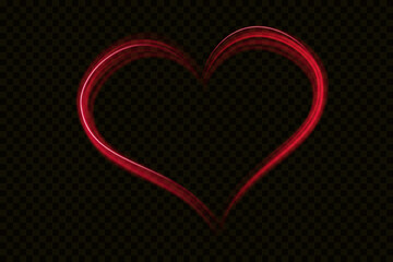 Heart red with flashes isolated on transparent background. Light heart for holiday cards, banners, invitations. PNG