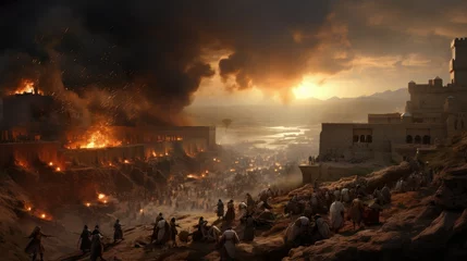 Foto op Canvas Reimagining the Epic Battle of Babylon: A Photorealistic Depiction of Ancient Warfare © Maxime