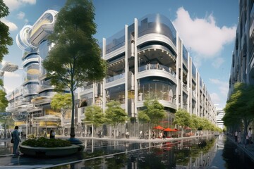 Exploring the Futuristic Gardens and Curved Streets of a Transparent Cityscape