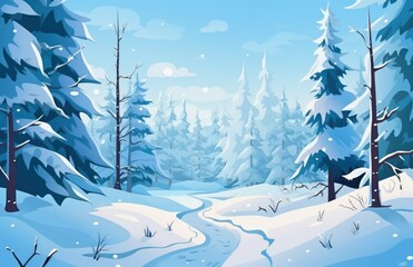 Enchanting Winter Wonderland: A Modern Take on Forest Landscapes Captured Through the Eyes of a Child