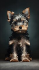 Adorable Yorkshire Terrier Puppy Poses for the Camera in a Cozy Sty