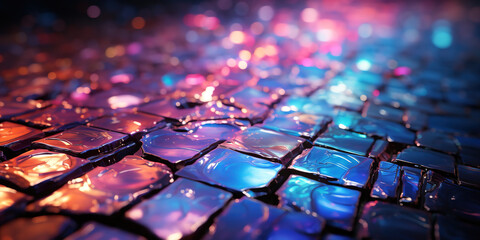 Iridescent Mosaic Tiles Radiating Spectrum Colors