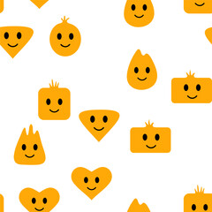 Colorful seamless happy emoji pattern in vintage style