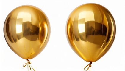 gold helium balloon birthday balloon flying for party and celebrations isolated on white background generative ai