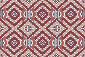 Ikat Seamless Geometric ethnic oriental seamless pattern traditional Design for background,carpet,wallpaper,clothing,wrapping,Batik,fabric,Vector illustration. embroidery style.