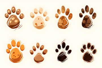 Obraz premium Many animal tracks on a light background. 