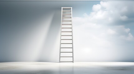 Creative concept-longest white ladder symbolizing growth and goals.