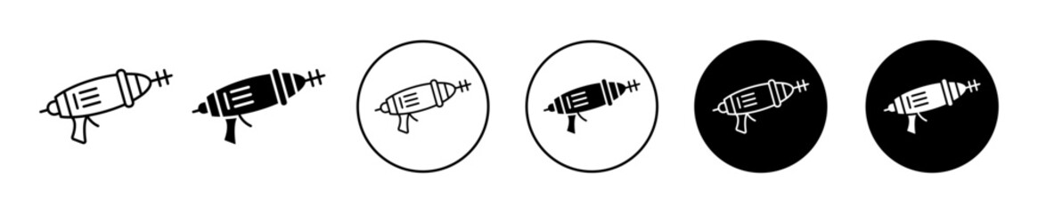 Space gun icon set. game raygun vector symbol. laser gun sign in black filled and outlined style.