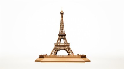 Fototapeta na wymiar Parisian charm: Eiffel Tower souvenir on white.