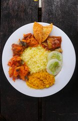 A plate full of Sri Lankan-style curries 