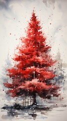 Minimalistic watercolor Christmas poster AI generated illustration